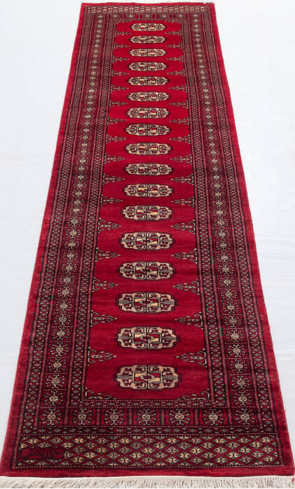 Bokhara Red Runner Hand Knotted 26 X 102 Area Rug 700-156052 Image 1