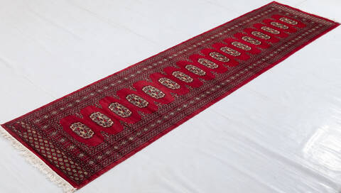 Bokhara Red Runner Hand Knotted 26 X 102 Area Rug 700-156052 Image 2