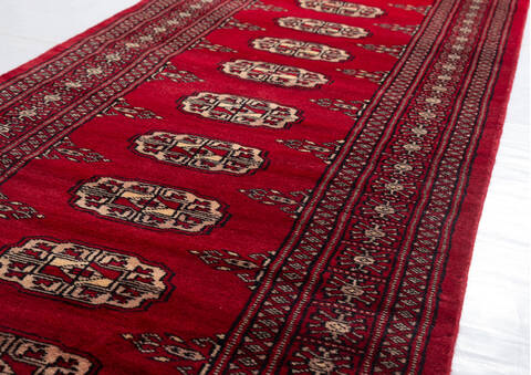 Bokhara Red Runner Hand Knotted 26 X 102 Area Rug 700-156052 Image 3