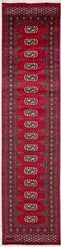 Bokhara Red Runner Hand Knotted 2'6" X 10'2"  Area Rug 700-156052