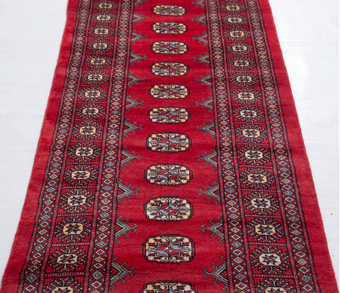 Bokhara Red Runner Hand Knotted 27 X 911 Area Rug 700-156054 Image 3