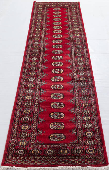 Bokhara Red Runner Hand Knotted 27 X 107 Area Rug 700-156055 Image 1