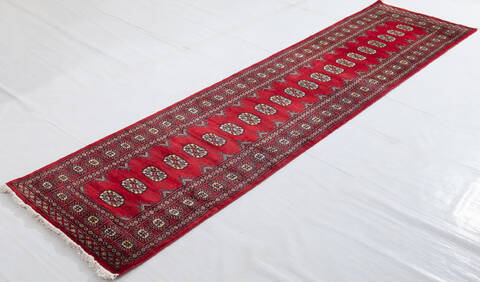 Bokhara Red Runner Hand Knotted 27 X 107 Area Rug 700-156055 Image 2