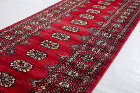 Bokhara Red Runner Hand Knotted 27 X 107 Area Rug 700-156055 Image 3