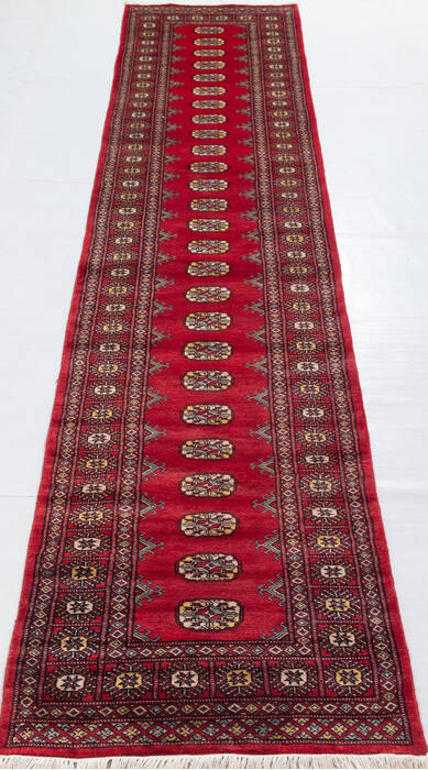 Bokhara Red Runner Hand Knotted 27 X 124 Area Rug 700-156056 Image 1