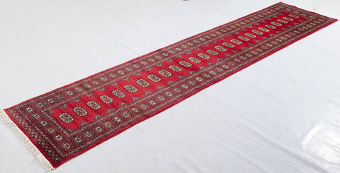 Bokhara Red Runner Hand Knotted 27 X 124 Area Rug 700-156056 Image 2