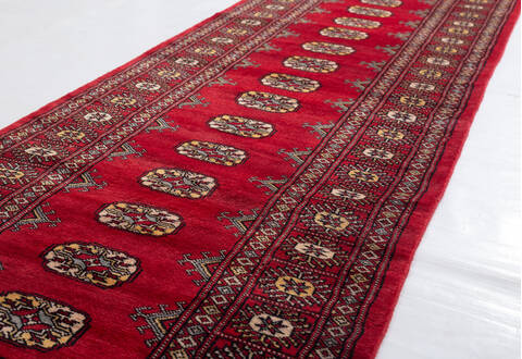 Bokhara Red Runner Hand Knotted 27 X 124 Area Rug 700-156056 Image 3