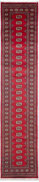 Bokhara Red Runner Hand Knotted 2'7" X 12'4"  Area Rug 700-156056