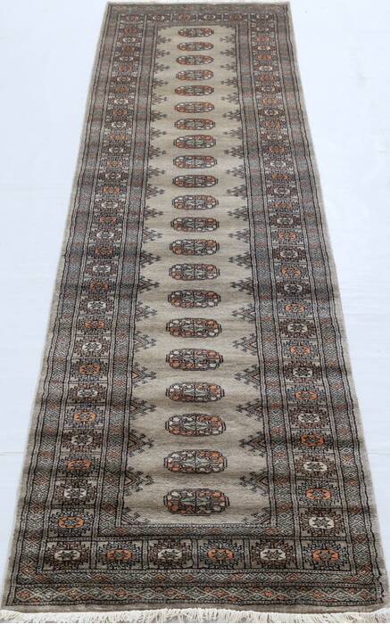 Bokhara Light Gray Runner Hand Knotted 27 X 99 Area Rug 700-156057 Image 1