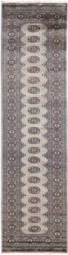 Bokhara Light Gray Runner Hand Knotted 2'7" X 9'9"  Area Rug 700-156057