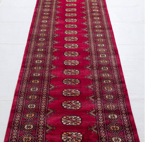 Bokhara Red Runner Hand Knotted 28 X 100 Area Rug 700-156058 Image 3