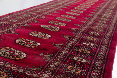 Bokhara Red Runner Hand Knotted 28 X 100 Area Rug 700-156058 Image 4