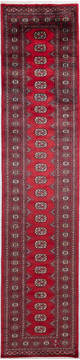 Bokhara Red Runner Hand Knotted 2'7" X 11'11"  Area Rug 700-156059