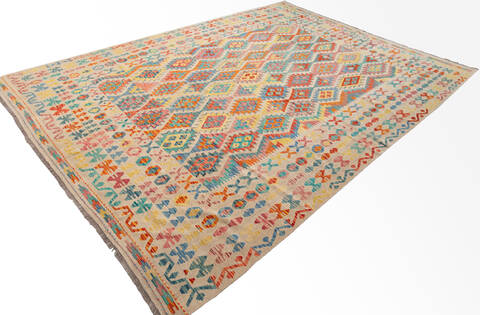 Kilim Beige Hand Knotted 104 X 141 Area Rug 700-156060 Image 2