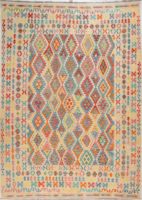 Kilim Beige Hand Knotted 104 X 141 Area Rug 700-156060 Image 0