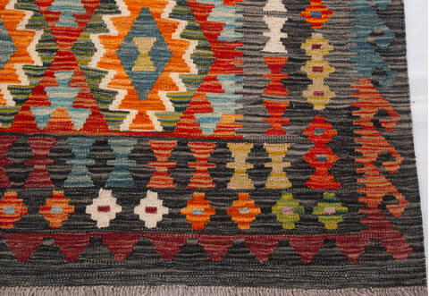 Kilim Black Hand Knotted 611 X 97 Area Rug 700-156061 Image 5