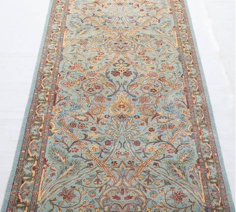 Pak-Persian Light Blue Runner Hand Knotted 27 X 104 Area Rug 700-156064 Image 4