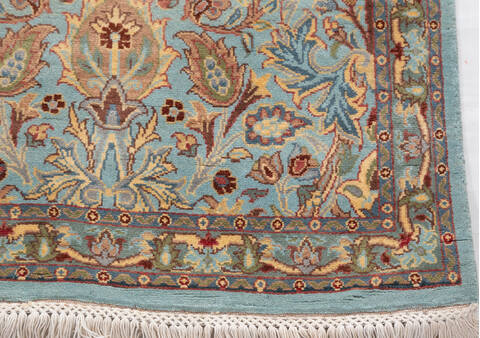 Pak-Persian Light Blue Runner Hand Knotted 27 X 104 Area Rug 700-156064 Image 5