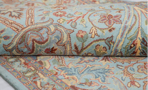 Pak-Persian Light Blue Runner Hand Knotted 27 X 104 Area Rug 700-156064 Image 7