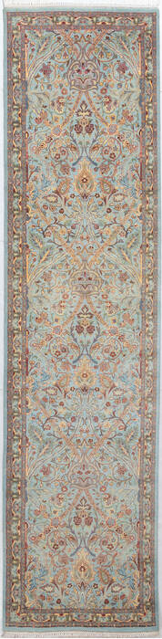 Pak-Persian Light Blue Runner Hand Knotted 27 X 104 Area Rug 700-156064 Image 0