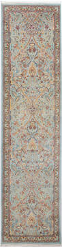 Pak-Persian Light Blue Runner Hand Knotted 2'7" X 10'4"  Area Rug 700-156064