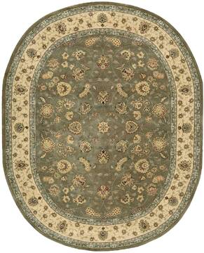 Nourison Nourison 2000 Green Oval 8x11 ft and Larger Wool and Silk Carpet 156092