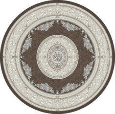Dynamic ANCIENT GARDEN Brown Round 5'3" X 5'3" Area Rug ANR5572263295 801-156145