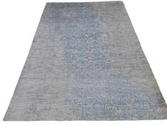 Floral Grey Hand Knotted 5'6" X 8'0"  Area Rug 660-156696