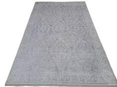 Indian Bhadohi Grey Rectangle 5x8 ft Bamboo Silk Carpet 156723