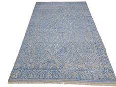 Indian Bhadohi Grey Rectangle 5x8 ft Bamboo Silk Carpet 156724