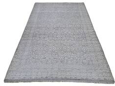 Indian Bhadohi Grey Rectangle 5x8 ft Bamboo Silk Carpet 156725