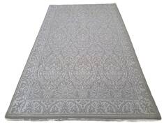Indian Bhadohi Grey Rectangle 5x8 ft Bamboo Silk Carpet 156728