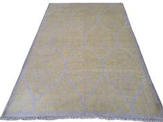 Indian Bhadohi Grey Rectangle 5x8 ft Wool and Viscose Carpet 156729