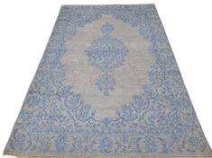 Indian Bhadohi Grey Rectangle 5x8 ft Bamboo Silk Carpet 156730