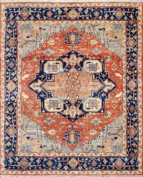 Indian Heriz Multicolor Rectangle 8x10 ft Wool Carpet 156735