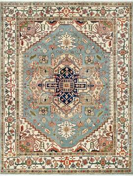 Indian Heriz Multicolor Rectangle 8x10 ft Wool Carpet 156737