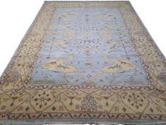 Indian Oushak Blue Rectangle 9x12 ft Wool Carpet 156739