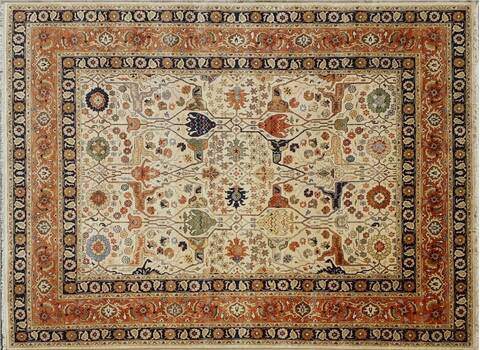 Heriz Cream Hand Knotted 80 X 100 Area Rug 660-156747 Image 2