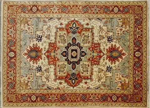 Heriz Cream Hand Knotted 80 X 100 Area Rug 660-156751 Image 2