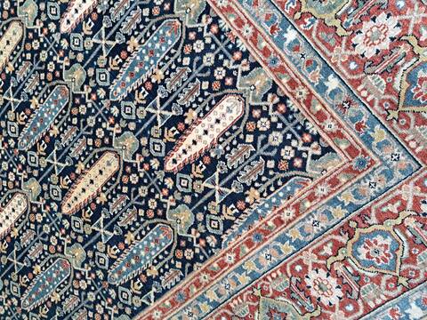 Heriz Blue Hand Knotted 80 X 100 Area Rug 660-156753 Image 1