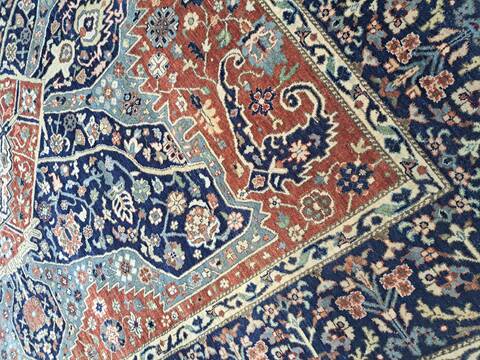 Heriz Blue Hand Knotted 80 X 100 Area Rug 660-156759 Image 1