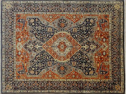 Heriz Blue Hand Knotted 80 X 100 Area Rug 660-156759 Image 2