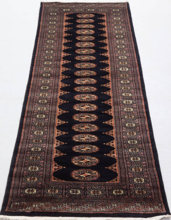 Bokhara Black Runner Hand Knotted 27 X 77 Area Rug 700-156769 Image 1