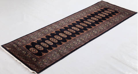 Bokhara Black Runner Hand Knotted 27 X 77 Area Rug 700-156769 Image 2