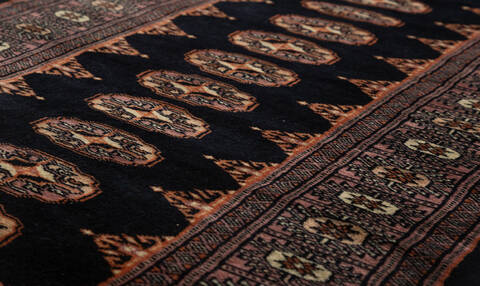 Bokhara Black Runner Hand Knotted 27 X 77 Area Rug 700-156769 Image 3
