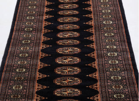 Bokhara Black Runner Hand Knotted 27 X 77 Area Rug 700-156769 Image 4