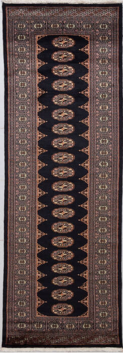 Bokhara Black Runner Hand Knotted 27 X 77 Area Rug 700-156769 Image 0