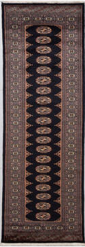 Pakistani Bokhara Black Runner 6 to 9 ft Wool Carpet 156769