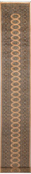 Pakistani Bokhara Beige Runner 16 to 20 ft Wool Carpet 156775