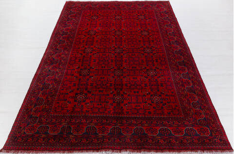 Khan Mohammadi Red Hand Knotted 66 X 100 Area Rug 700-156777 Image 1